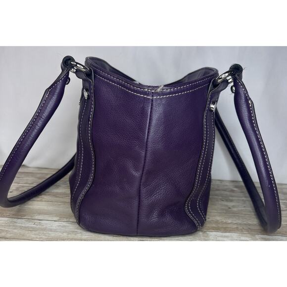 Tignanello Purple Leather Purse Handbag Shoulder Bag - Picture 3 of 16